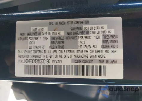 2021 Mazda Cx-5 Touring from USA, damaged, VIN JM3KFBCM3M1370190